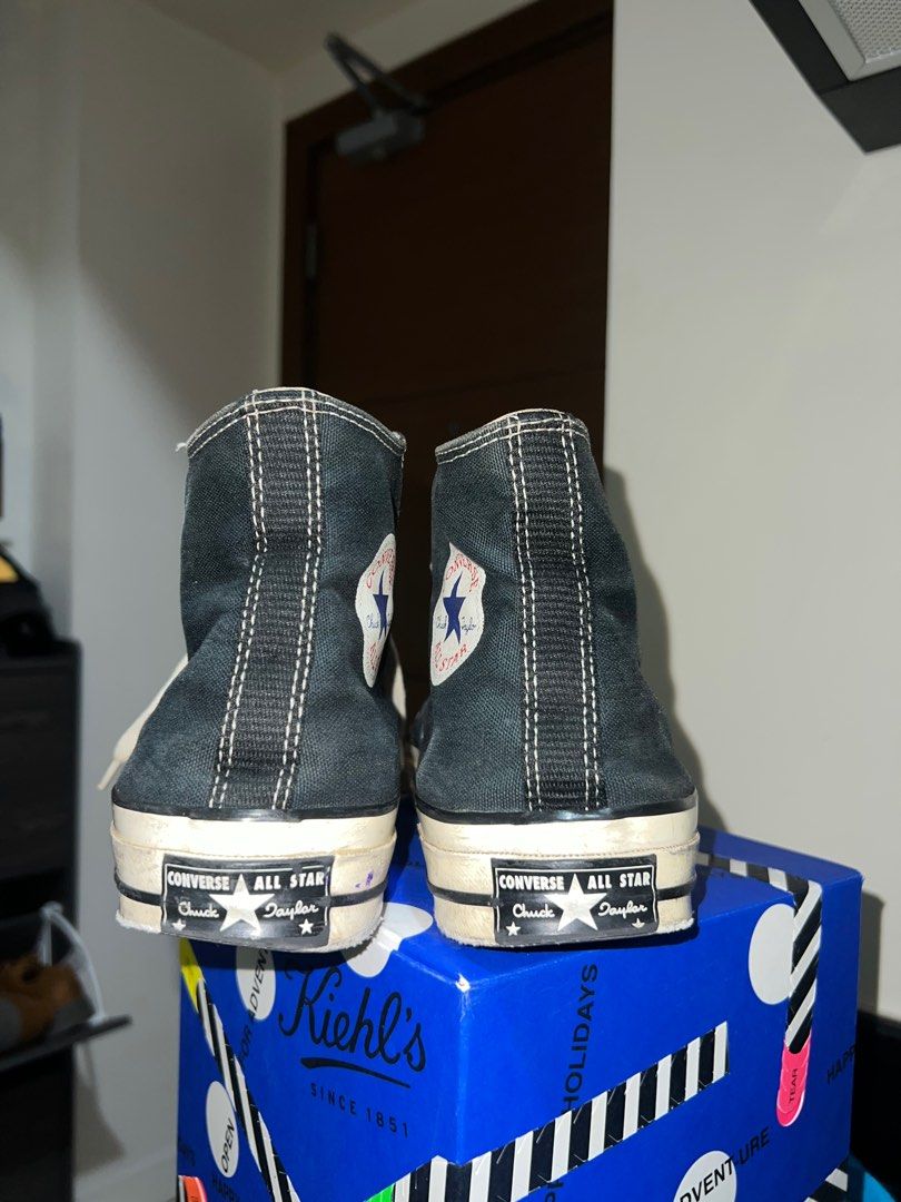 Converse 70s Hi Chucks (Size 8) (Category: Sneakers) located in Mandaluyong City. Submitted by richdalekun (Listing ID 1362440627, Image 2). Description: Converse 70s Black Chucks Original issue: no more size tag heel drag as seen on photo.
