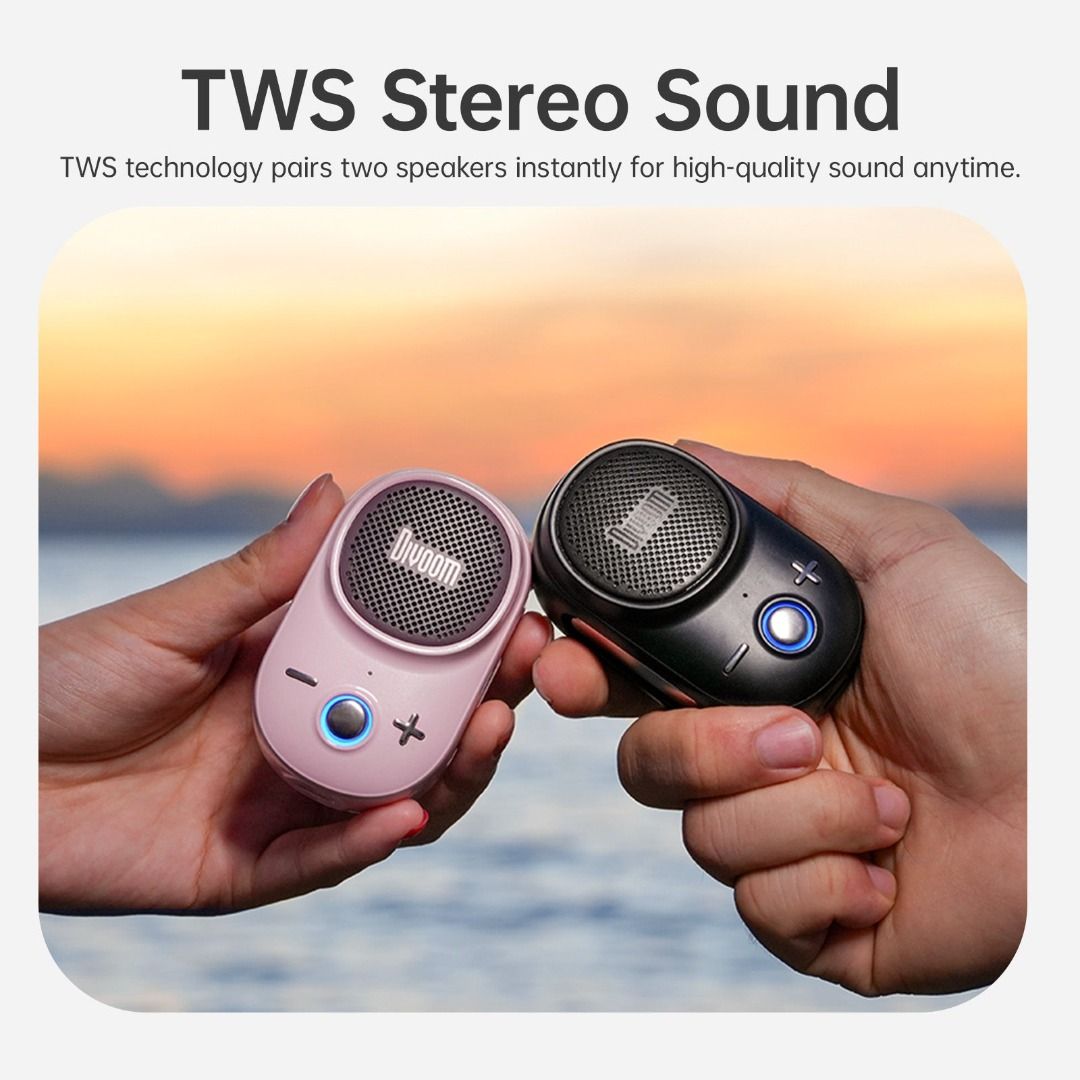 Divoom Itour-S Portable Bluetooth Speaker (Category: Soundbars, Speakers & Amplifiers) located in Singapore. Submitted by minisq (Listing ID 1362404613, Image 1). Description: Bluetooth 5.3 & TWS Pairing Enjoy stable, fast connections with Bluetooth 5.3 and pair two speakers via TWS for immersive sound. Clip-on Design & Hands-Free Calling Securely attach the speaker with the metal clip and take hands-free calls while on the go. Compact & Loud Sou