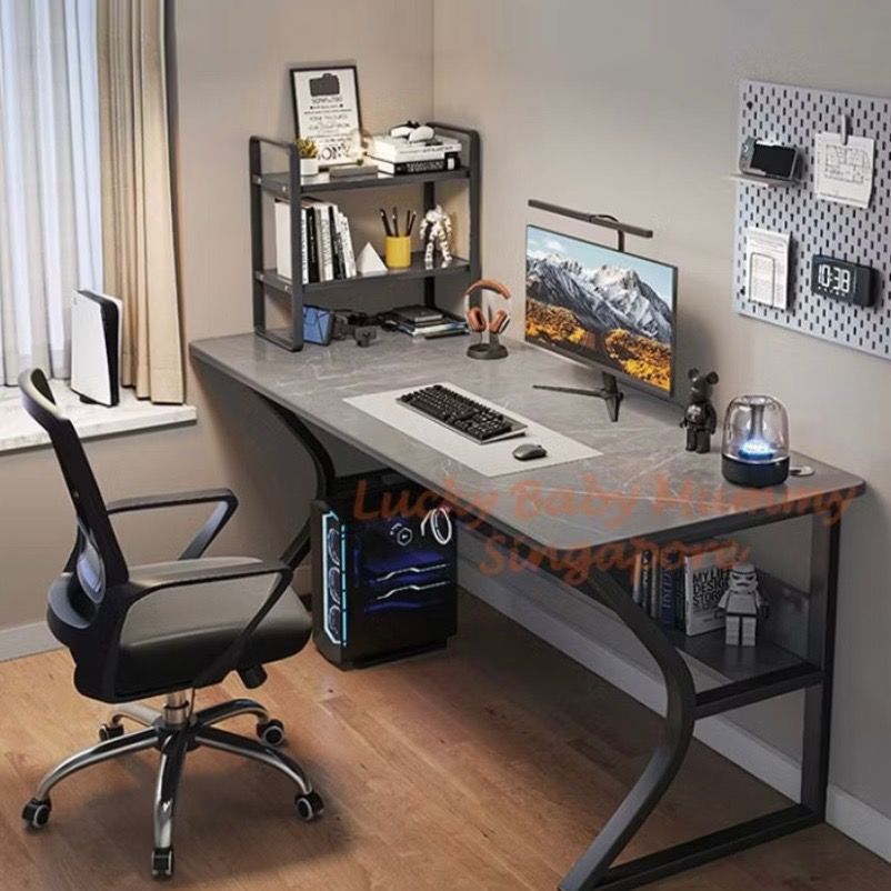 Dual Monitor Gaming Computer Desk | Compact Home Office Work Desk ...