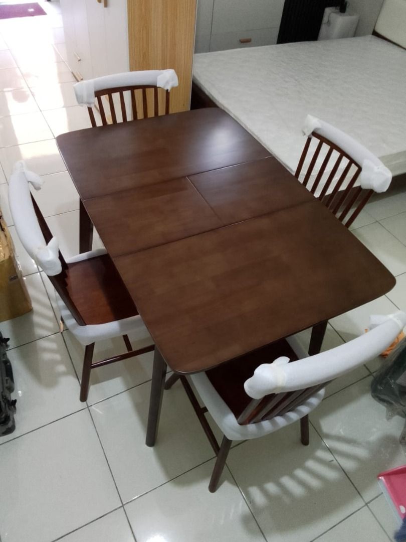 Extendable Dining Table -TB508 (Category: Tables & Sets) located in Manila. Submitted by kaden_chicvista (Listing ID 1362346177, Image 2). Description: Extendable dining table for your family member at home to your family friends that loves you to visit at home. This is made of pure and solid rubberwood materials sizes: 90cm (35in) * 80cm (31in) * H75cm (29in) (extendable to 120cm) = ₱ 9,800 (4 seaters to 6 seaters) 120cm (47in) * 80cm (31in) * H
