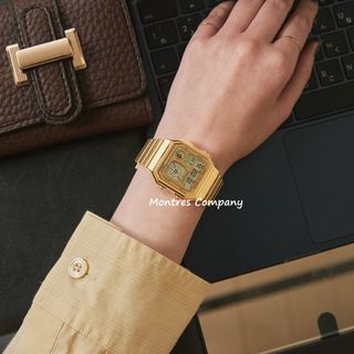 Montres Company 香港註冊公司 (32年老店) 卡西歐 CASIO 防水 不鏽鋼 不鏽鋼錶帶 自調式錶帶 A130 A130WE A130WEG A130WEG-9 A130WEG-9A 復古 Vintage 休閒設計 金色 四款色均有現貨64246685685633110