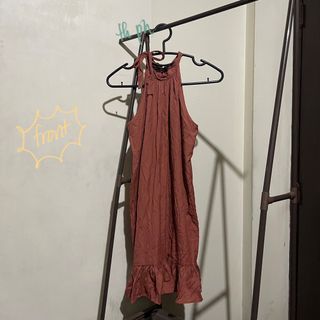 (preloved) for me terracotta halter dress - extra small on tag | tiyahanan.ph