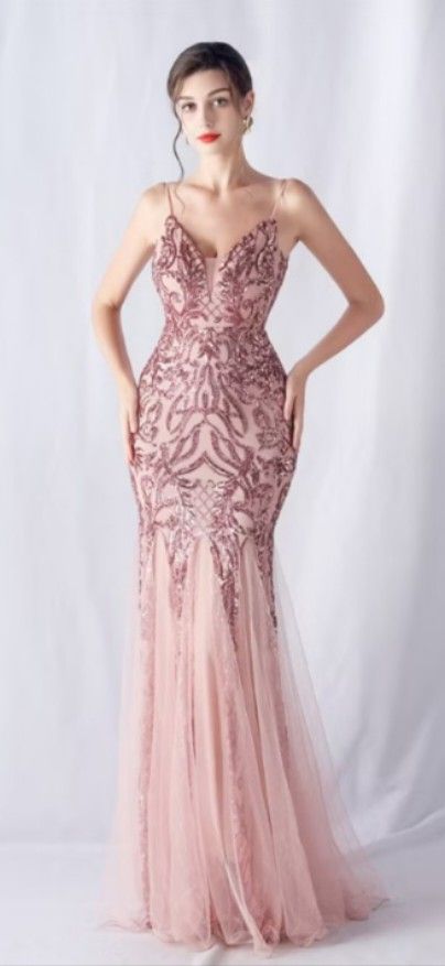 Pink Sequined Formal Gown - Small Size (Category: Evening dresses & gowns) located in Calamba. Submitted by _arar_ (Listing ID 1360516874, Image 1). Description: Sequined formal evening gown. Used just once. Small size. Measurement indicated at the 2nd photo..
