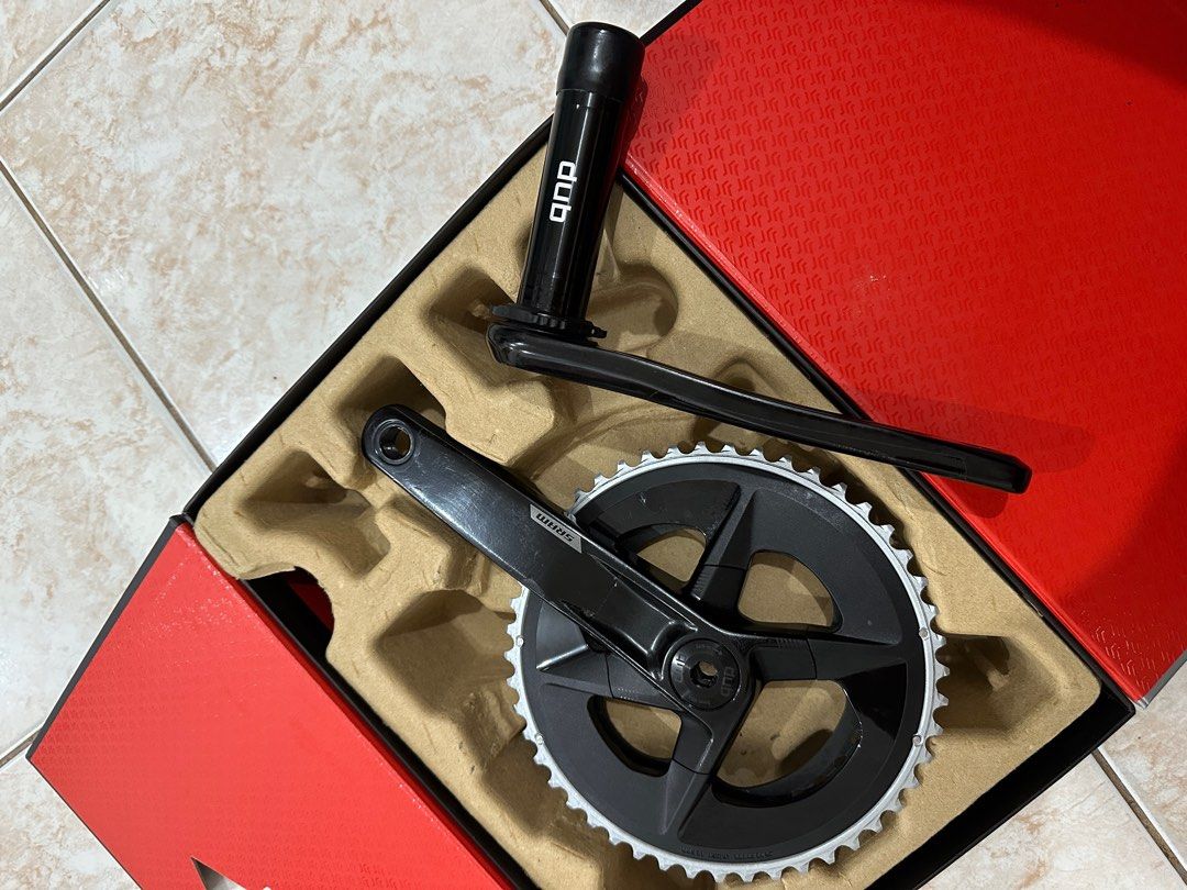 Sram Rival Chainring - 48/35T - 172.5mm (Category: Bicycles) located in Pasig City. Submitted by aji.aji (Listing ID 1362305893, Image 1). Description: 48/35T 172.5mm Very few scratches. With bike skin on cranks. Pick up in Manggahan, Pasig Grab/Lalamove c/o buyer.