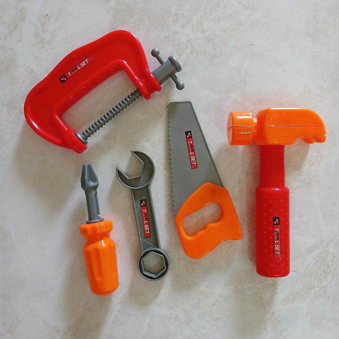 Toy Tools Set (Preloved) (Category: Educational & Learning Toys) located in Iloilo. Submitted by shopbydebs (Listing ID 1362362541, Image 1). Description: 🛍 SET 5 ITEMS 💳 GCash / BDO / BPI 📦 J&T shipping nationwide Buyer shoulders shipping fee. Send me a message to purchase or inquire..