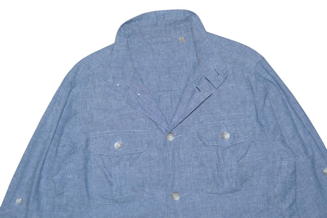 Uniqlo Linen Blend Overshirt (Category: Coats, Jackets and Outerwear) located in Baguio. Submitted by RacksToTheFuture (Listing ID 1362332523, Image 3). Description: needs laundry due to washable stain on sleeves but overall the item is in excellent condition.
