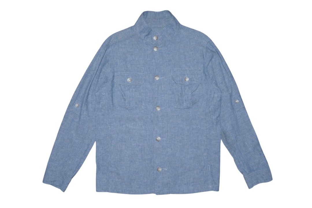 Uniqlo Linen Blend Overshirt (Category: Coats, Jackets and Outerwear) located in Baguio. Submitted by RacksToTheFuture (Listing ID 1362332523, Image 1). Description: needs laundry due to washable stain on sleeves but overall the item is in excellent condition.