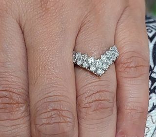 1ct Wishbone Natural Diamond Ring Size 5.25 PT900 5.3g SI Clarity-F Color