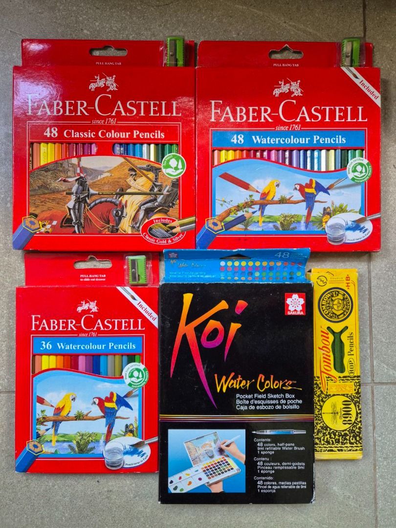 Art materials (Category: Craft Supplies & Tools) located in San Mateo. Submitted by carl_240 (Listing ID 1362581215, Image 1). Description: ✅FABER-CASTELL (Brand New) ✔️ Watercolour Pencils (48 Colors) – ₱499 ✔️ Watercolour Pencils (36 Colors) – ₱399 ✔️ Classic Color Pencils (48 Colors) – ₱449 ✅ KOI Watercolors (Brand New) (Sold) ✔️ 48 Colors – ₱1,699 ✅TOMBOW Drawing Pencils (12 pcs, Unused) – ₱149 ✔️ Good for drafting & rendering! Location: Riza