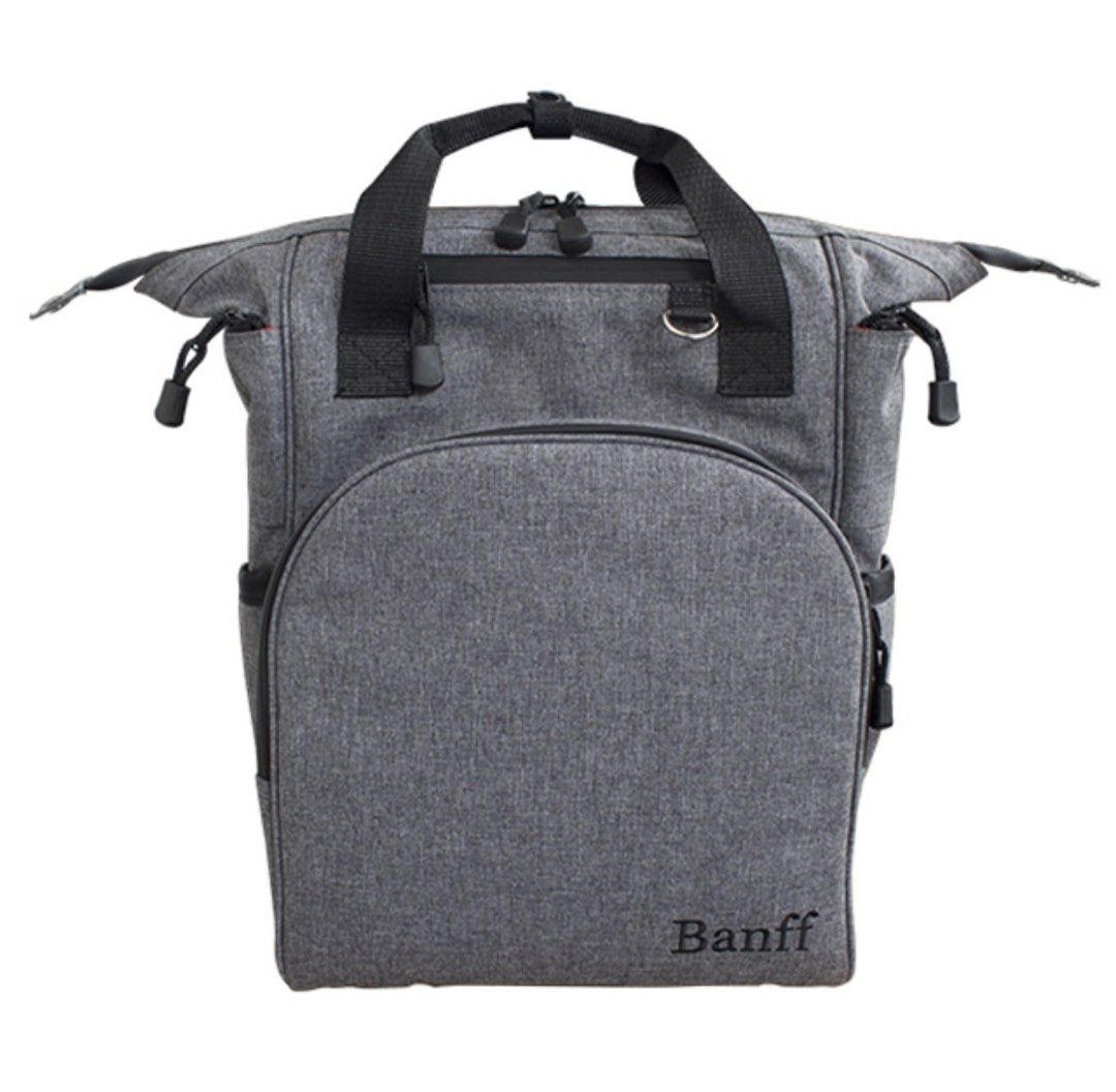Banff baby bag large (Gray) (Category: Diaper Bags & Wetbags) located in Quezon City. Submitted by sheen_pagayon (Listing ID 1362497879, Image 1). Description: Banff baby diaper bag Issue: binakbak ko na po yung leather part sa mga zipper. Original price: P 3,299 .