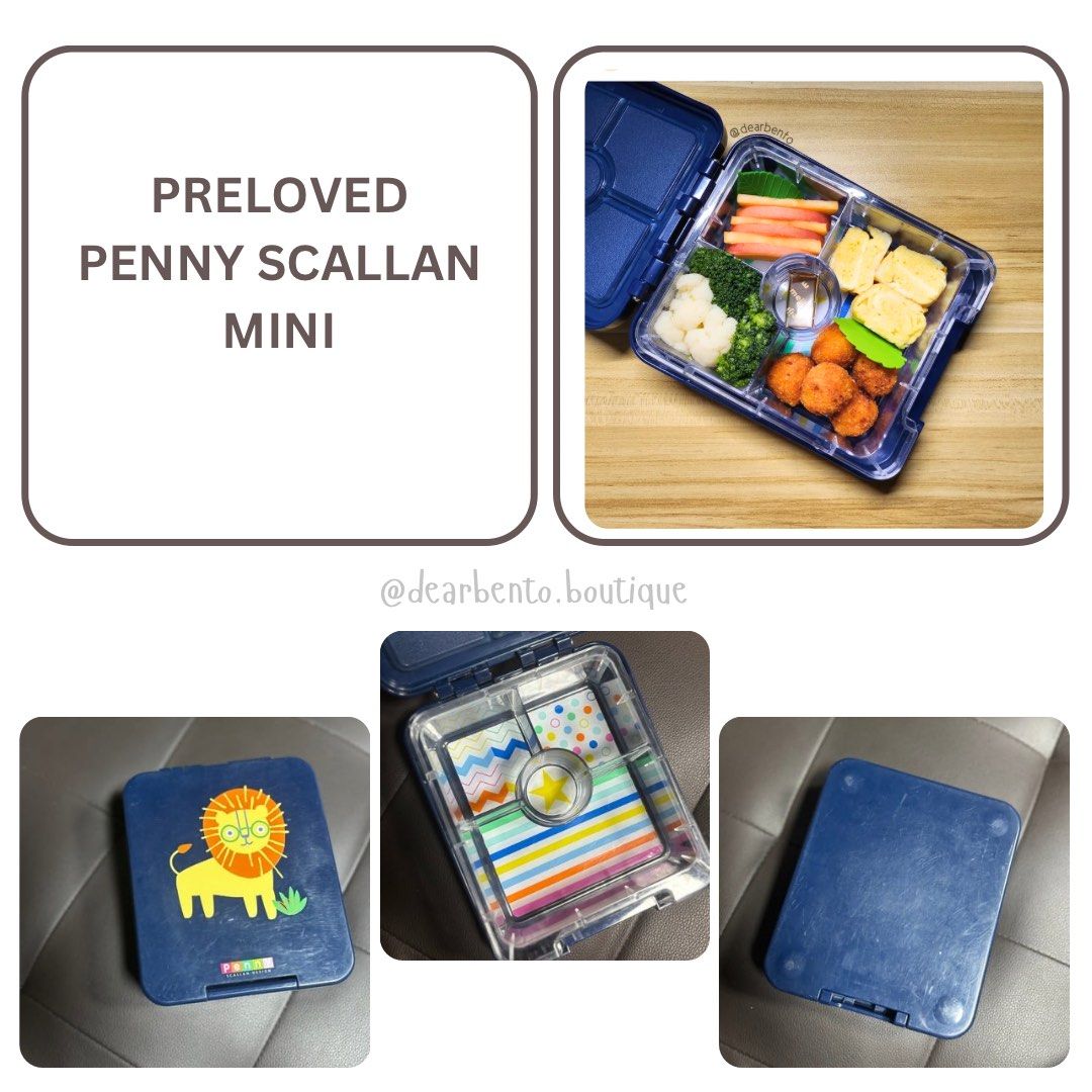 Bento Lunchbox NAVY BLUE (Category: Other Kitchenware & Tableware) located in Quezon City. Submitted by dearbento.boutique (Listing ID 1362641233, Image 1). Description: Selling my boys’ preloved lunchbox. Brand: Penny Scallan Mini (4 compartments) from ₱750 ₱1,400.00 Original Price Shipping via J&T, sf c/o buyer. Same day delivery via Lalamove or Grab, df c/o buyer .