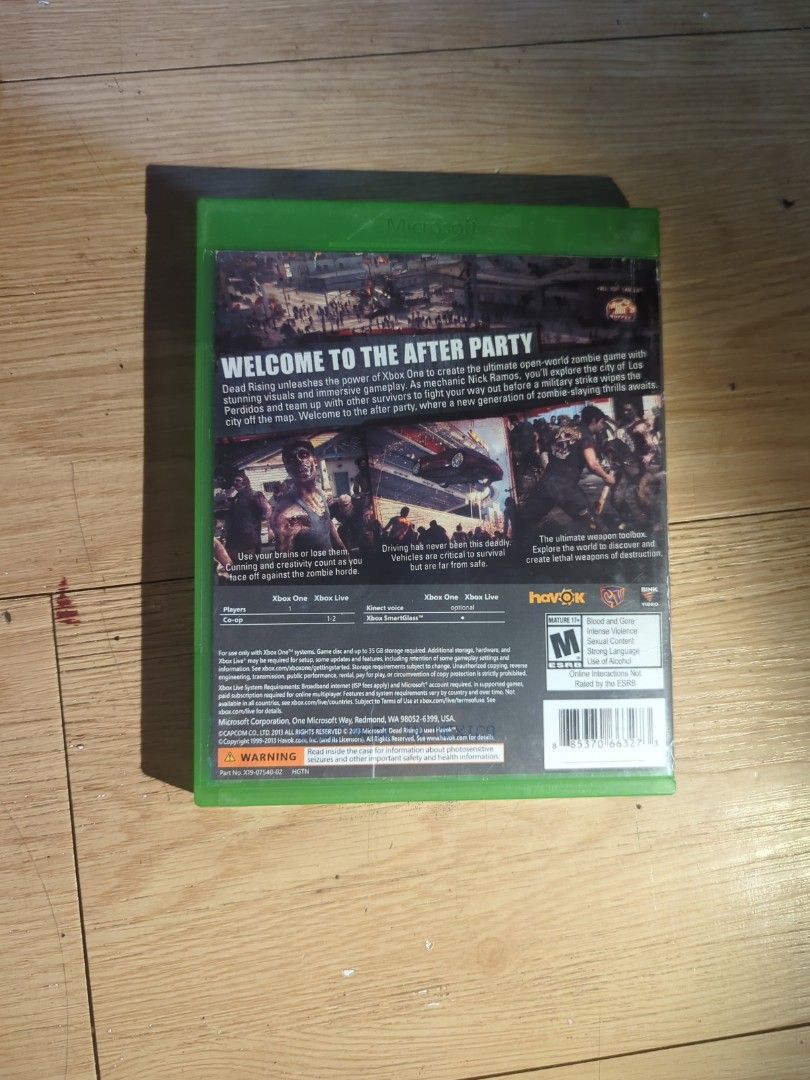 Dead Rising Xbox One (Category: Xbox) located in Manila. Submitted by chinarotgu30855 (Listing ID 1362641175, Image 3). Description: Deadrising Xbox One Original/Authentic From USA Actual and Detailed Picture Posted Pick up at One Oasis Condominium Ortigas Extension Pasig City Or Delivery via Lalamove, LBC cod/cop FREE DELIVERY via jnt (Payment First Basis).