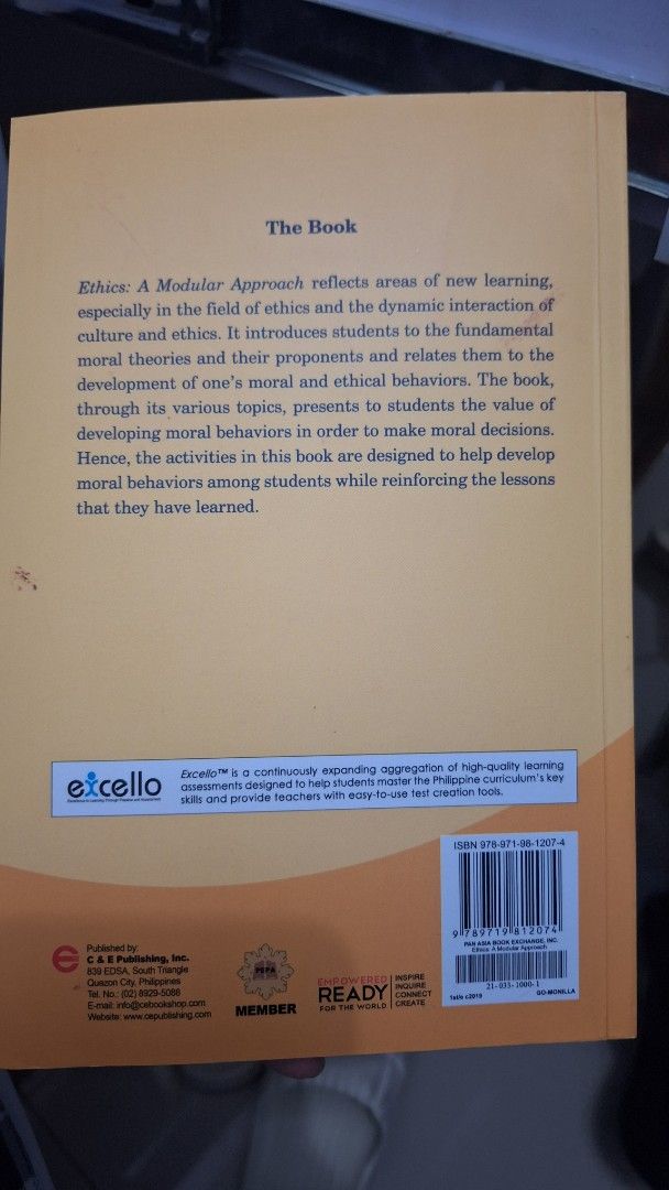 Ethics: A Modular Approach (Category: Textbooks) located in Mandaluyong City. Submitted by gumusservii (Listing ID 1362595952, Image 2). Description: .