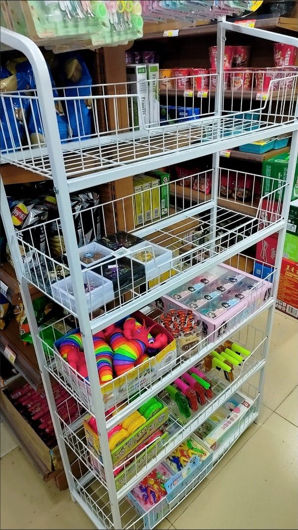 Multipurpose 5 LAYERS ORGANIZER SHELF (Category: Storage Boxes & Baskets) located in Quezon City. Submitted by zttrendshoppe (Listing ID 1362550142, Image 3). Description: Organizer shelf for supermarket, convenience store or kitchen pantry. Can be also organizer for school and office supplies. MATERIAL: Steel frame for heavy duty ACTUAL SIZE: 60*27*146 cm PACKAGING SIZE: 155*32*9 cm VOLUMETRIC WEIGHT: 6 KG 2 COLORS AVAILABLE: White and black.