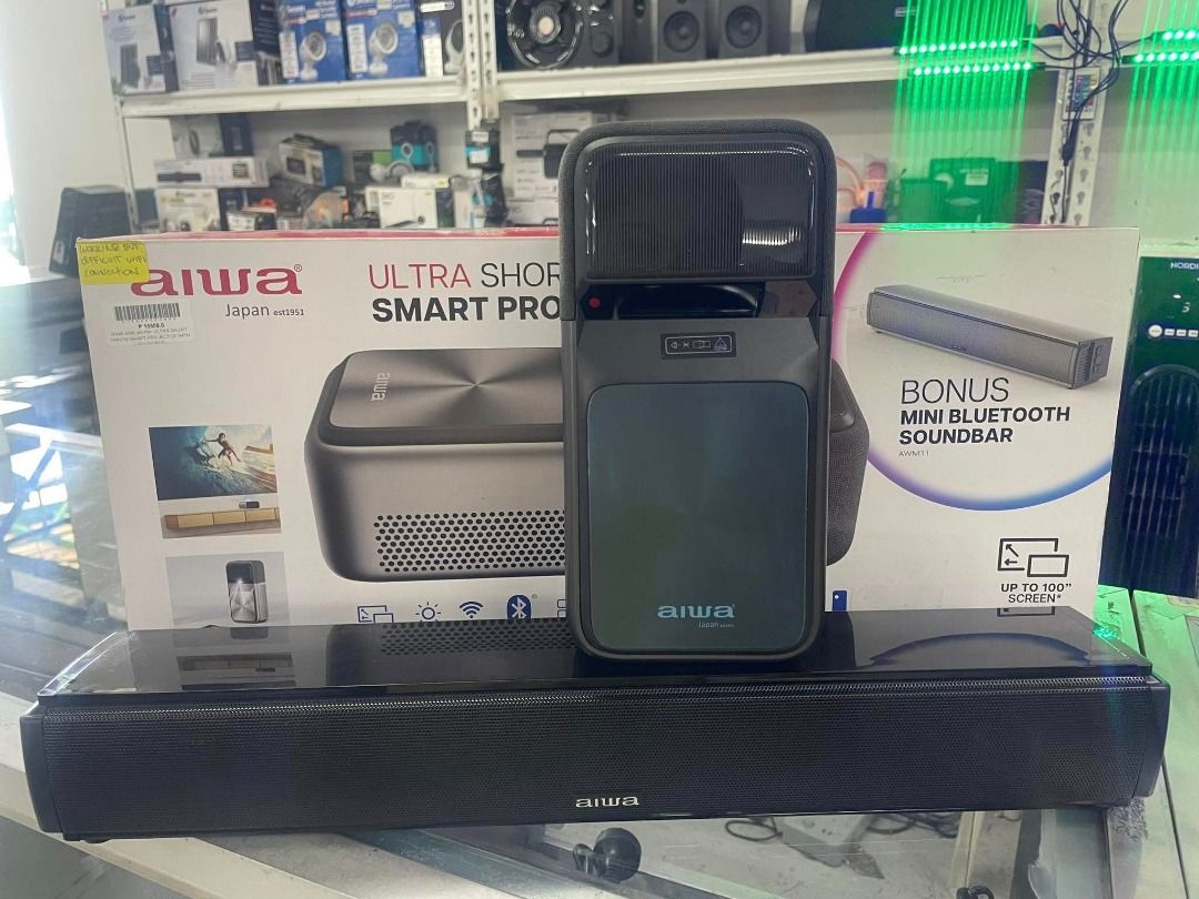New Arrivals! Aiwa Smart Projector (Category: Projectors) located in Muntinlupa City. Submitted by aussie.surplustore (Listing ID 1362507443, Image 1). Description: New Arrivals! Aiwa Smart Projector Aiwa Japan Ultra Short Throw Smart Projector w/Bonus Mini Soundbar P15,500 Aiwa Japan Portable Smart LED Projector w/ Rechargeable Battery Base P4,500 Aiwa Japan FHD Smard LED Projector w/BT Remote Control P9,500 Aiwa Japan Smart LED Projector w/Remo