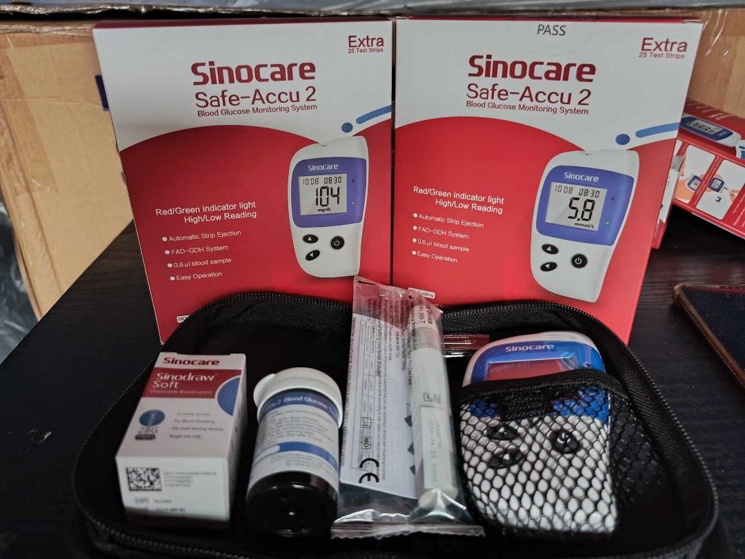 Sinocare glucometer set (Category: Health Monitors & Weighing Scales) located in Quezon City. Submitted by medicsupplies_09 (Listing ID 1362627132, Image 1). Description: brand new items. shipping via lalamove. COD or gcash payments. same day deliver. set inludes machine, lancing device, 25 pcs strips and 25 pcs lancets.