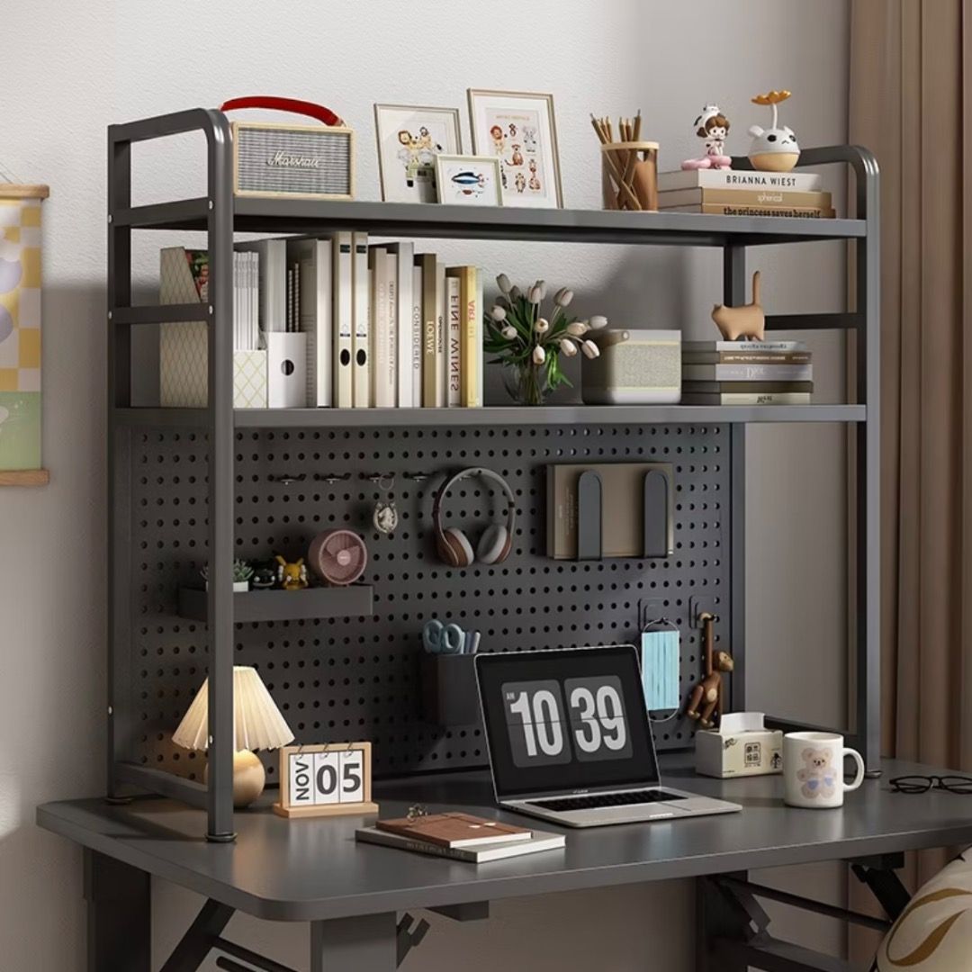 Storage Desk With Hutch | Pegboard Display Desk | Bookshelf Study Desk ...