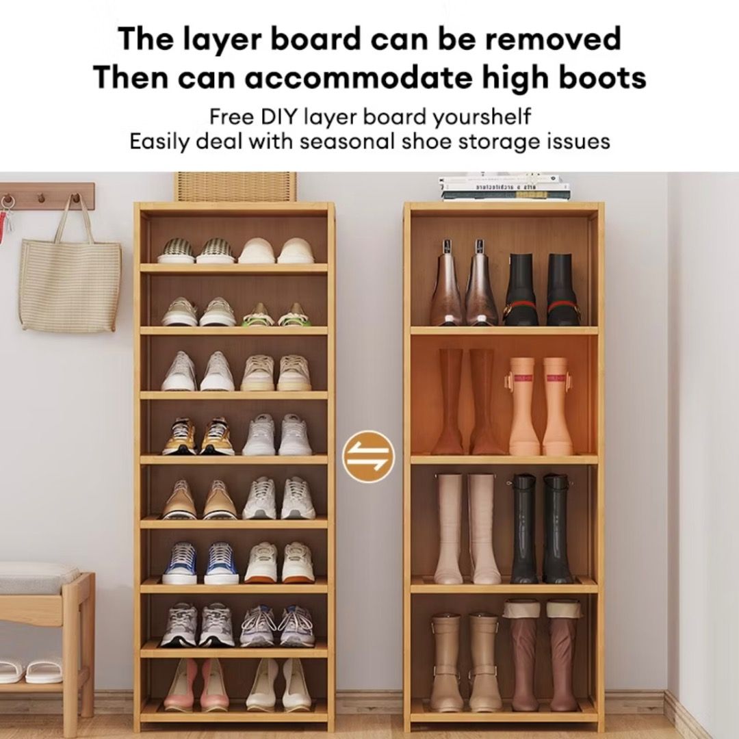 Tall Rattan Shoe Cabinet | Narrow Hallway Cabinet With Doors | 9-Tier ...