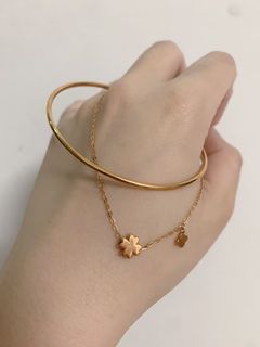 謝瑞麟珠寶專櫃正品TSL jewelry Au750 rose gold bracelet bangle 18k玫瑰金手鐲手鏈雙層64229340283523110