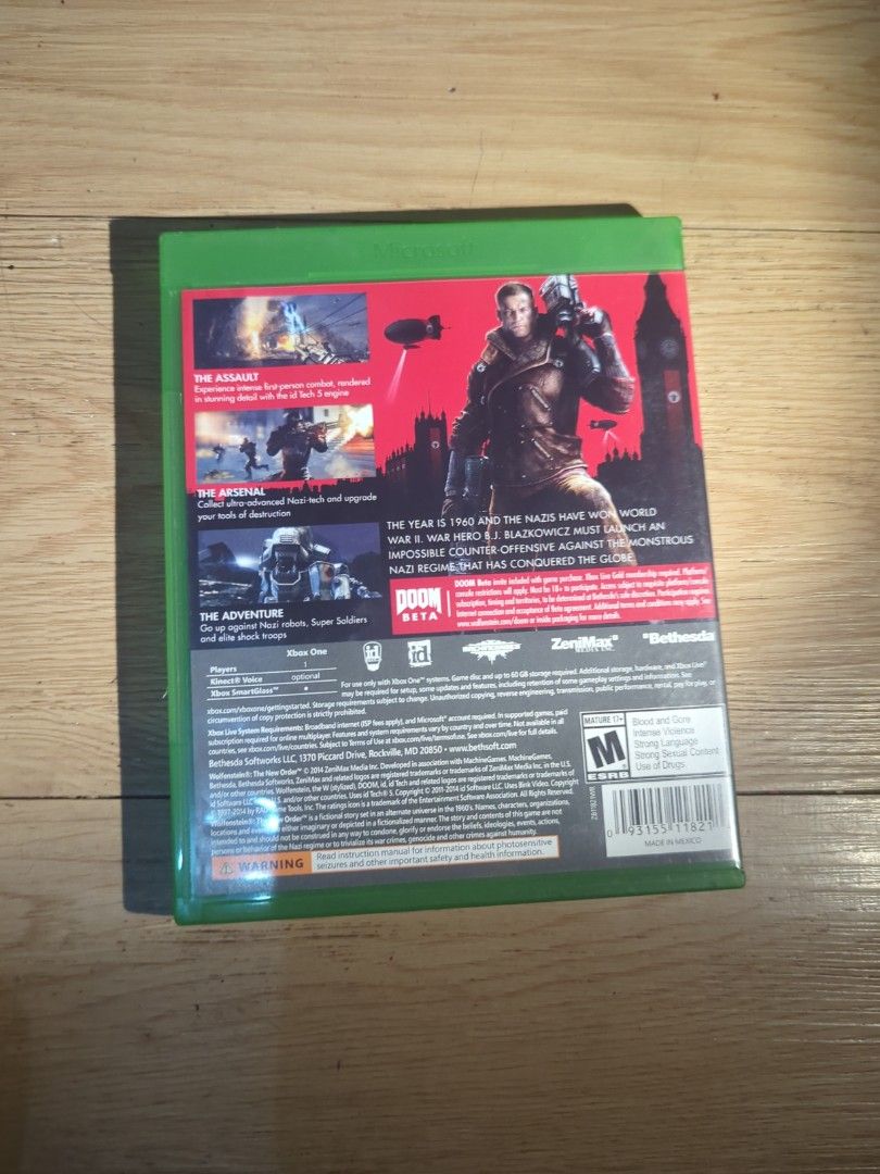 Wolfenstein The New Order Xbox One (Category: Xbox) located in Manila. Submitted by chinarotgu30855 (Listing ID 1362640600, Image 3). Description: Wolfenstein The New Order Xbox One Original/Authentic From USA Actual and Detailed Picture Posted Pick up at One Oasis Condominium Ortigas Extension Pasig City Or Delivery via Lalamove, LBC cod/cop FREE DELIVERY via jnt (Payment First Basis).