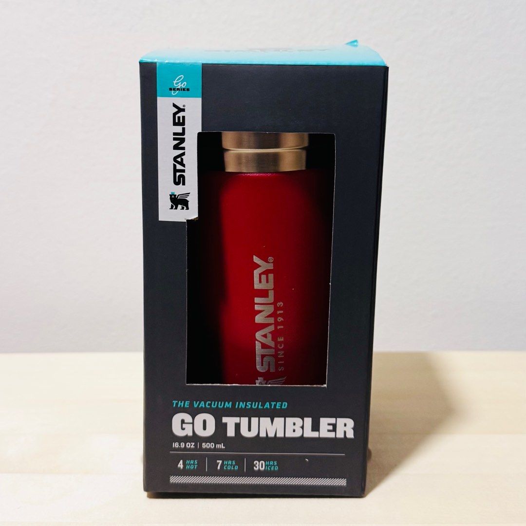 [29% Discount] Brand New Stanley GO Vacuum Insulated Thermal Thermos Tumbler Stainless Steel Red Sky Color Mug Cup Bottle 16 oz. (Hydrojug Owala Zojirushi Camelbak Kinto Hydroflask Fressko) (Category: Water Bottles & Tumblers) located in Singapore. Submitted by technist (Listing ID 1362809302, Image 2). Description: Brand new authentic Buyer welcome to check before dealing DOUBLE WALL VACUUM INSULATION Enjoy hot coffee, cold tea, or iced water an