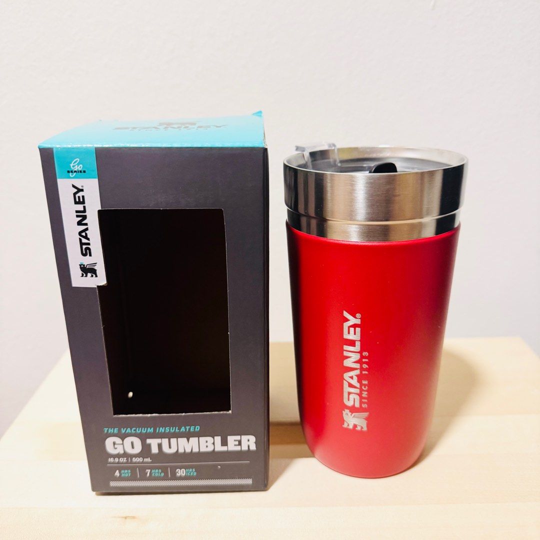 [29% Discount] Brand New Stanley GO Vacuum Insulated Thermal Thermos Tumbler Stainless Steel Red Sky Color Mug Cup Bottle 16 oz. (Hydrojug Owala Zojirushi Camelbak Kinto Hydroflask Fressko) (Category: Water Bottles & Tumblers) located in Singapore. Submitted by technist (Listing ID 1362809302, Image 1). Description: Brand new authentic Buyer welcome to check before dealing DOUBLE WALL VACUUM INSULATION Enjoy hot coffee, cold tea, or iced water an