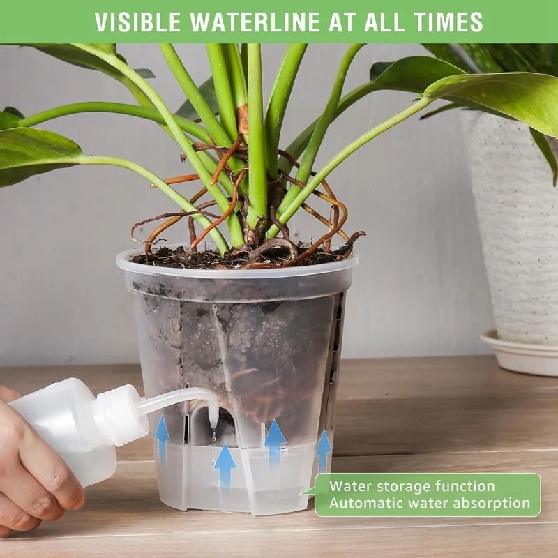 6 Inch Transparent Plastic Nursery Plant Pots Plastic Garden Pots Self ...