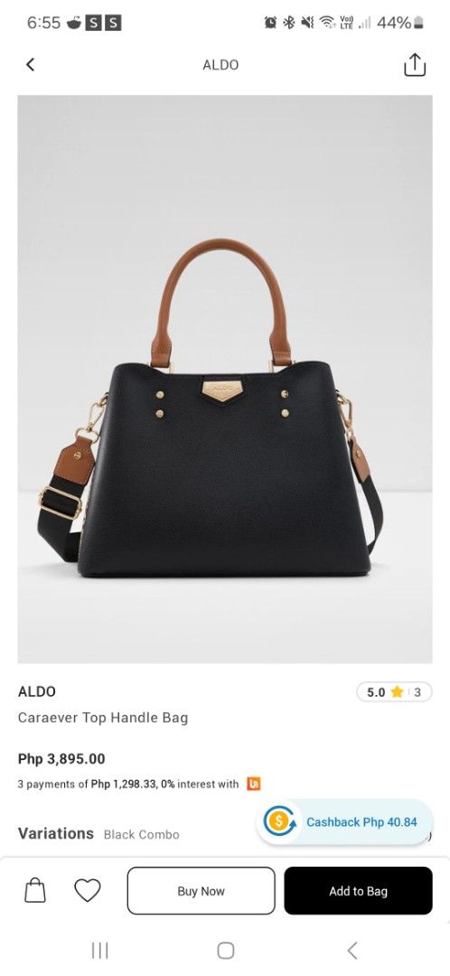 Aldo Caraever Top Handle Bag (Category: Cross-body Bags) located in Quezon City. Submitted by sunrise.declutter (Listing ID 1362810010, Image 1). Description: Brand new with dust bag Rfs: decluttering.