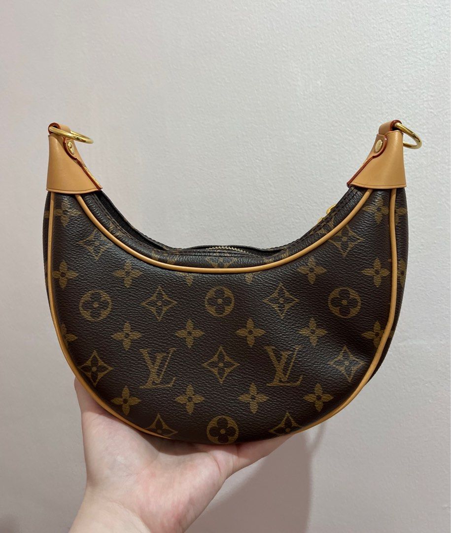 Authentic Louis Vuitton LV Monogram Half Moon Baguette Loop PM Bag (Category: Luxury Bags & Wallets) located in Makati City. Submitted by cindiorella (Listing ID 1362812223, Image 3). Description: 100% guaranteed authentic In very good condition (9.3/10) Comes with long vachetta strap, material card & dust bag only (no gold chain strap).