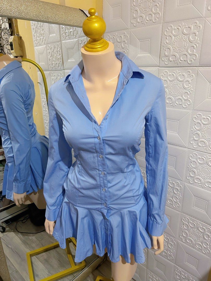 Blue long sleeves dress (Category: Dresses) located in Manila. Submitted by classychiccloset (Listing ID 1362823757, Image 2). Description: Blue formal/casual long sleeves dress (Super Quality-thailand dress) Flaws: small stained (dot yellow stained dm me for pic) Preloved: used once Size: XS-SMALL.