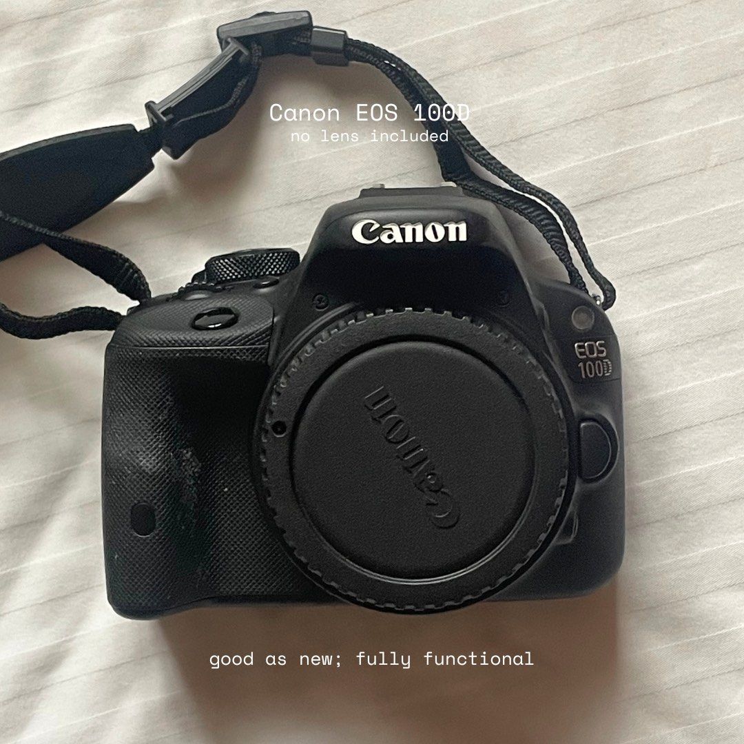 Canon EOS 100D (Body) (Category: Cameras) located in Marikina City. Submitted by mrgalc (Listing ID 1362678321, Image 1). Description: CANON EOS 100D Great beginner camera, compatible with EF/EF-S lens! My first DSLR and it was super easy to use ✓ Lightly used, in good condition ✓ Fully functional - all buttons, flash, video, zoom working ✓ No issues or physical flaws ✓ Small and compact; good for traveling Inclusions: ✱ Camera body only, no lens