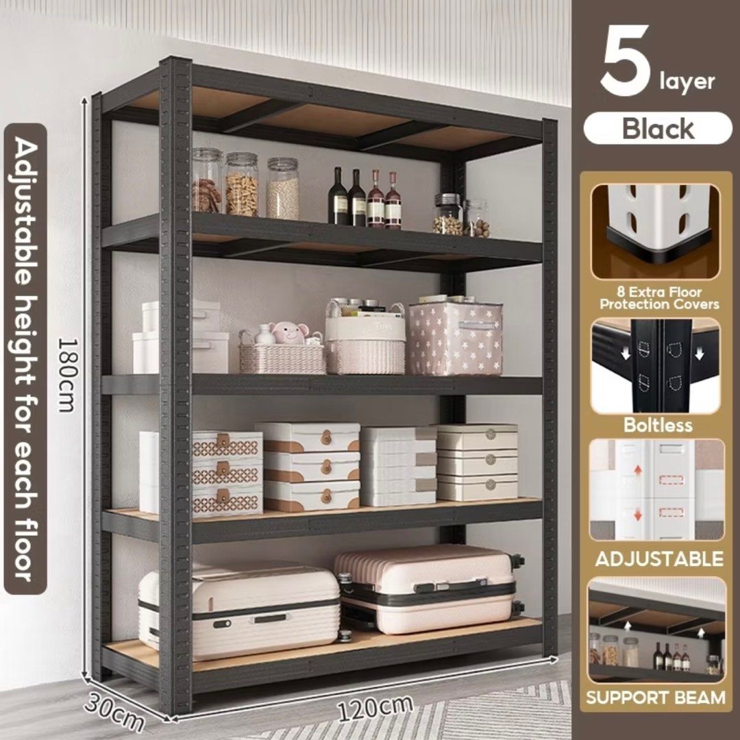 Heavy Duty Storage Rack | 5-Tier Industrial Shelf | Boltless Shelving ...