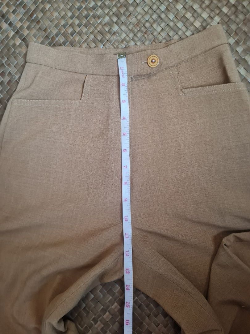 Khaki (Brown) Work Pants (Category: Other Bottoms) located in Pasay City. Submitted by asant09 (Listing ID 1362695752, Image 3). Description: See photos for measurement reference. Bought online, the waist fits but the rise and the thigh width doesnt fit pefectly on me. Still in good condition and only worn for fitting. 🙂.