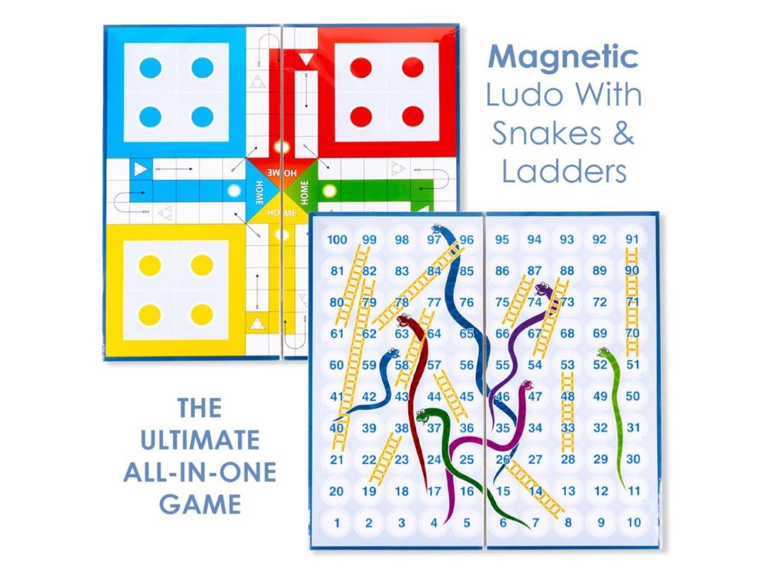Magnetic Snakes and Ladders with Ludo Board Game for Kids and Family ...