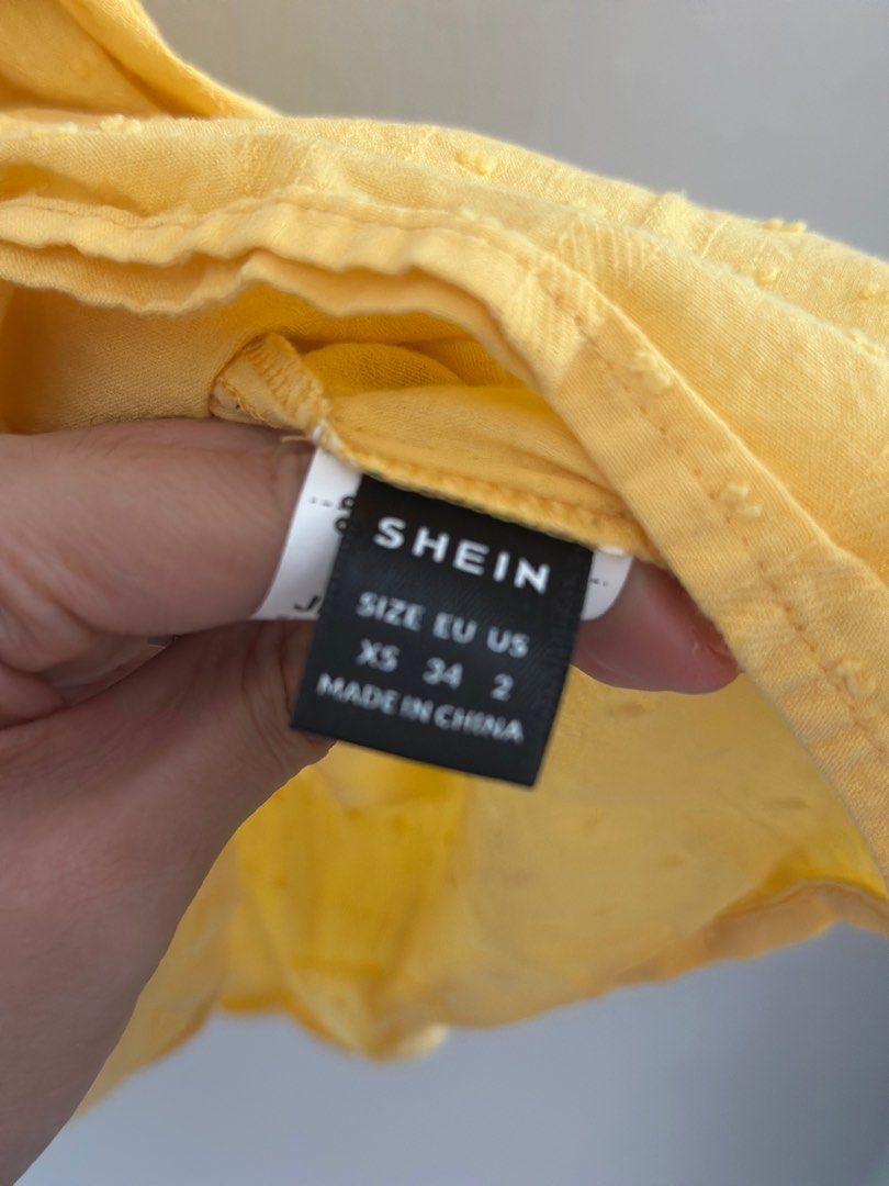 SHEIN Strappy Yellow Top (Category: Sleeveless) located in Dagupan City. Submitted by bibleeeeee (Listing ID 1362715223, Image 3). Description: NEGOTIABLE! CAN FIT TO XS-M NEVER USED WILL GIVE DISCOUNT IF YOU GET MORE FROM MY LISTING.