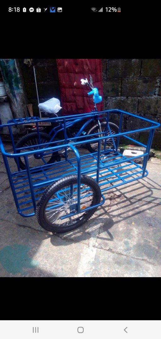 Sidecar long size (Category: Construction Tools & Equipment) located in Manila. Submitted by fastmountain_dfe013 (Listing ID 1362784028, Image 3). Description: custom made long aize sidecar, 48 inches lenght,25 inches width,20 inches height with brand new GI BIKE bmx style regular tire size jumbo 20.2.125 in foot brake..witj primer paint and glossy finished blue paint.. contact seller if interested 09764177309 No deposit.. Cod.. shipping fee shou