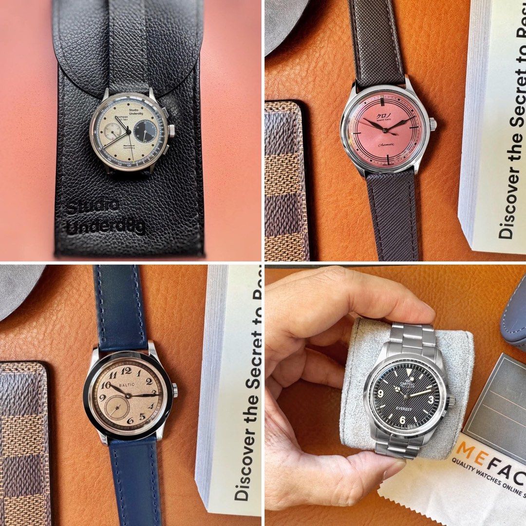 Studio Underdog Baltic Smiths Everest Kurono Toki (Category: Luxury Watches) located in Las Pinas. Submitted by frewx (Listing ID 1362666293, Image 1). Description: >Studio Underdog Goofy Panda Gen1 Watch and pouch only SOLD >Kurono Toki Anniversary Edition Complete set SOLD >Baltic MR01 Salmon Dial Complete set SOLD >Smiths PRS-25 Everest Honeycomb dial Complete set SOLD Trade with Rolex Omega Cartier Seiko Tudor Hamilton.