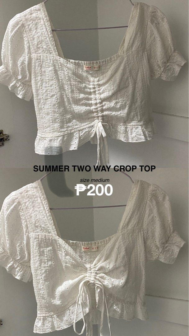 SUMMER TOP TWO WAY CROP TOP (Category: Shirts) located in Caloocan City. Submitted by saespace (Listing ID 1362773036, Image 1). Description: size medium can be cover up.