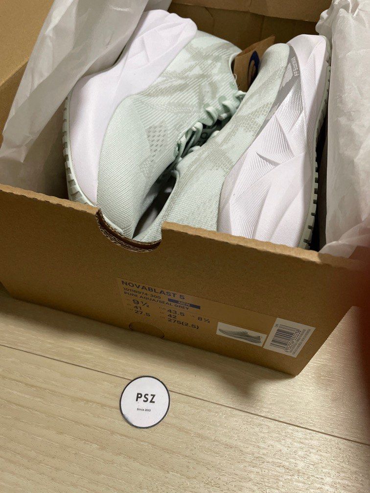 [US9.5]Asics Novablast 5 - Pure Aqua /Seal Grey (Category: Sneakers) located in Singapore. Submitted by psz (Listing ID 1362774707, Image 2). Description: US9.5 brand new with box and tag 1000% genuine or 200% refund Check our 1000+ reviews to deal with confidence. .