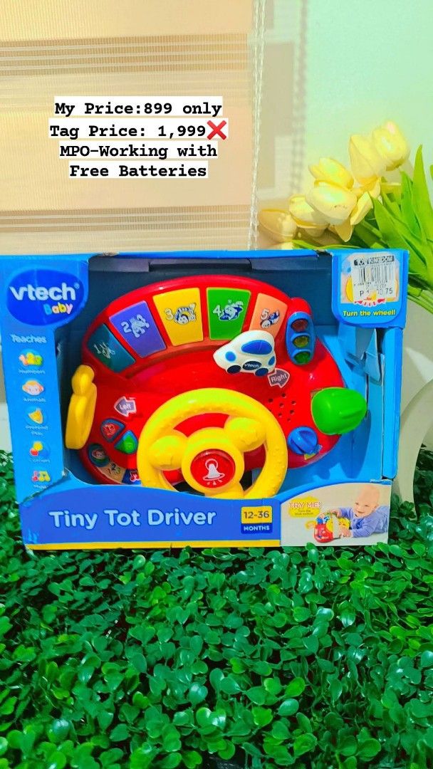 Vtech Tiny Tot Driver (Category: Educational & Learning Toys) located in Quezon City. Submitted by mhoniqvela04 (Listing ID 1362802058, Image 1). Description: Guaranteed Original💯 Brandnew-MPO toys✅ Cheaper than mol price✅ Complete Set✅ 100% Working✅ With Free Batteries✅ Actual pic posted✅.