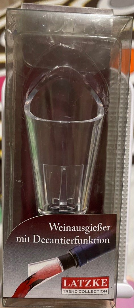 Wine Pourer with Decanter / Aerator (Category: Other Kitchenware & Tableware) located in Quezon City. Submitted by kitchella.ph (Listing ID 1362826099, Image 1). Description: Brand new, never used. Payment via BPI or GCash. Pick-up in Quezon City (near GAC Motor Mindanao Avenue) via Grab, Lalamove, etc. Courier fee c/o buyer..