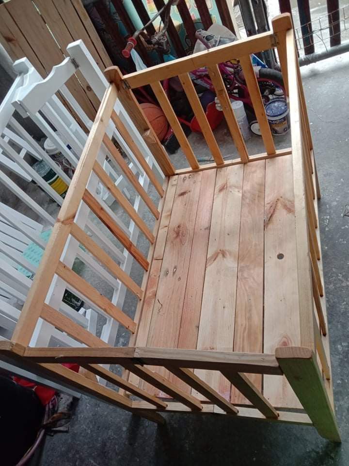 Wooden Baby Crib (Category: Cots & Cribs) located in Cavite. Submitted by _jennyyydl (Listing ID 1362740564, Image 3). Description: ✨ Adjustable Ordinary style ✨ Additional 900 for uratex crib foam ✔️ Palochina wood ✔️ 24x36 size ✔️ Foldable STORE LOCATION: 📌Google Map or Waze: TAKUMI's FURNITURE & GENERAL MERCHANDISE Blk-2 Lot-11 Phase-3 Brgy. Burol-1 Congressional Road South Avenue (Along the highway, in front of Dasmariñas Central-ll Elementa