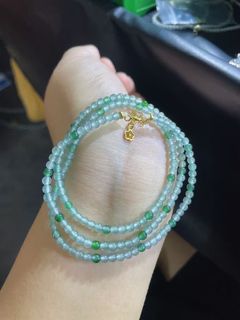 天然A玉翡翠冰藍搭配冰綠圓珠點綴手串珠鏈64221546686466110