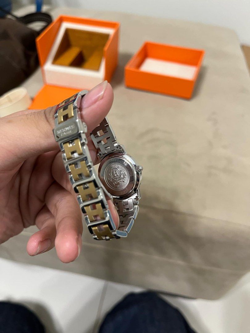 authentic hermes twotone watch (Category: Luxury Watches) located in Manila. Submitted by spacetown (Listing ID 1366562740, Image 3). Description: price negotiable for sure buyer! 24mm twotone rfs: barely used cause watch too small for me it is AUTHENTIC, no damages or faults, gcash or bank transfer only.