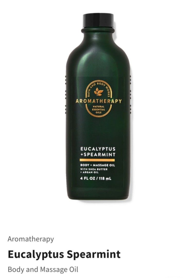 BBW spearmint massage oil (Category: Body Care) located in Bulacan. Submitted by js.thriftstore (Listing ID 1366688900, Image 1). Description: from the US.