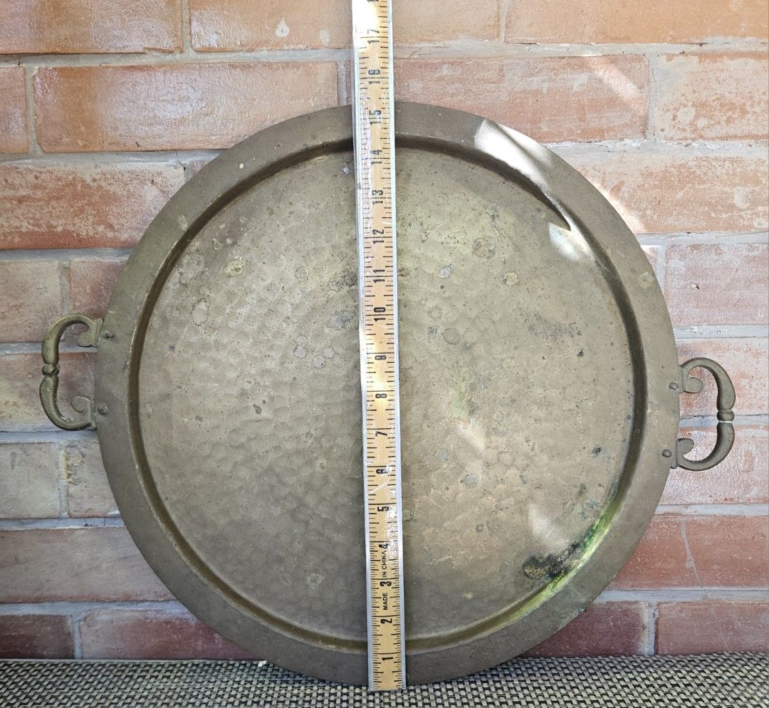 Brass Round Serving Tray (Category: Dinnerware & Cutlery) located in Rizal. Submitted by cherry_garcia (Listing ID 1366648374, Image 2). Description: Mode of Payment : G-Cash/Paymaya Mode of Delivery : Lalamove/LBC Location : Filinvest East Marcos Highway Cainta, Rizal.