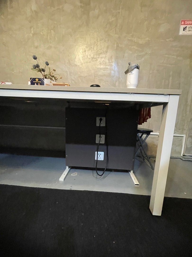 Conference table (Category: Office Furniture & Fixtures) located in Magallanes. Submitted by declutteriiiiiing (Listing ID 1366651627, Image 2). Description: Too big for our studio 8-10 seater Kasama na yung saksakan sa ilalim H: 75cm L: 240cm W: 100cm Pickup only Palanan, Makati.