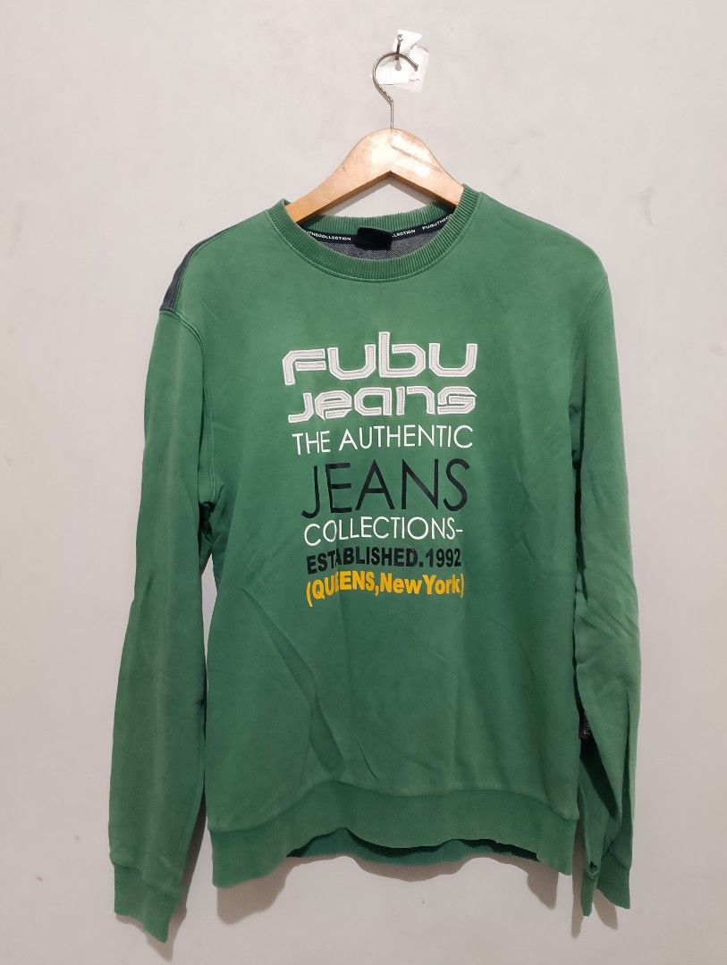 Crewneck Sweater Fubu Jeans Denim Green Vintage Y2K L Second Original  Preloved