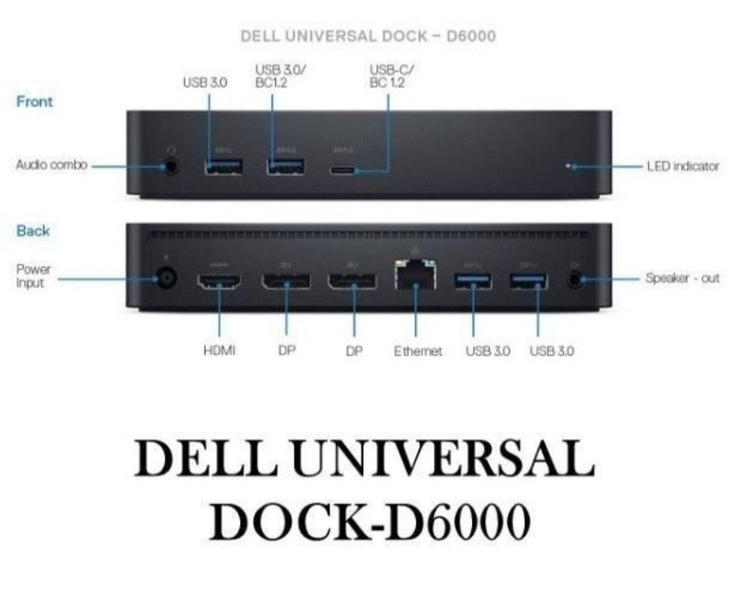 Dell Universal Dock- D6000 Docking
station -connect up to three 4K displays
I charge a USB-C laptop63226707322627111