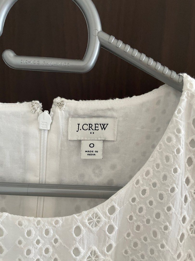 J Crew White Eyelet Dress (Category: Dresses) located in Makati City. Submitted by oatchata (Listing ID 1366589529, Image 3). Description: - Used once - Size 0 on tag but fits XS-S - Midi dress - No flaws - No when worn - Such a great dress for diff occasions! .
